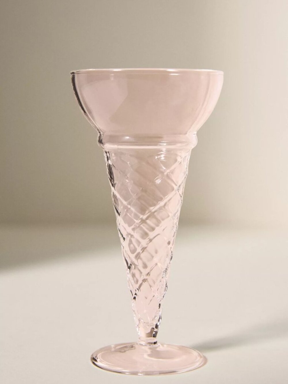 Anthropologie Ice Cream Sundae Flute Glass Pink